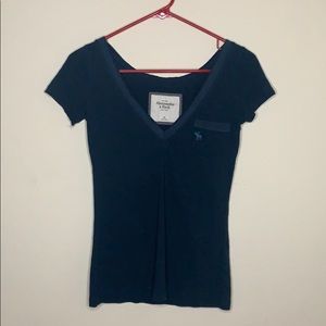 ABERCROMBIE & FITCH V NECK - NAVY BLUE XS